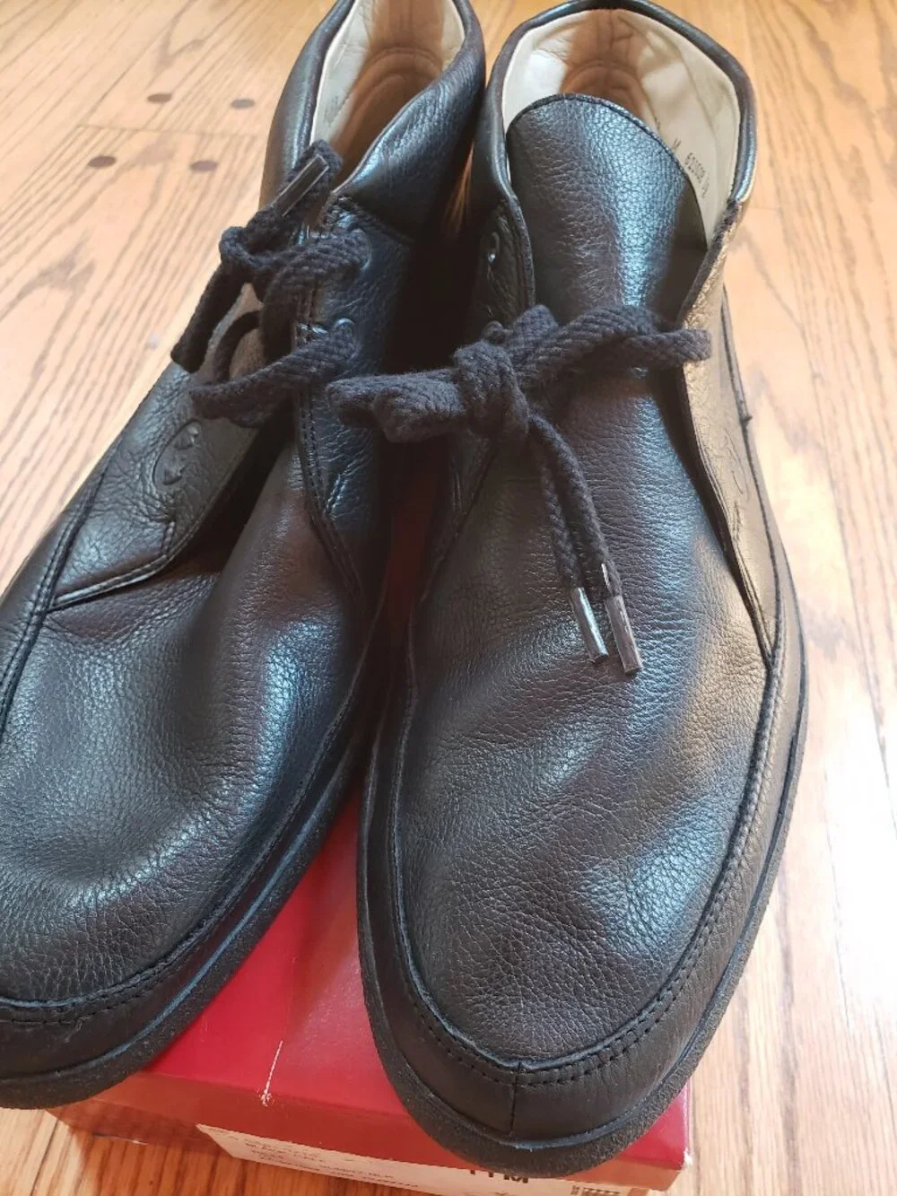 Bally Chukka Boots 11M Black Soft Calfskin Leather Laden/CF NOS